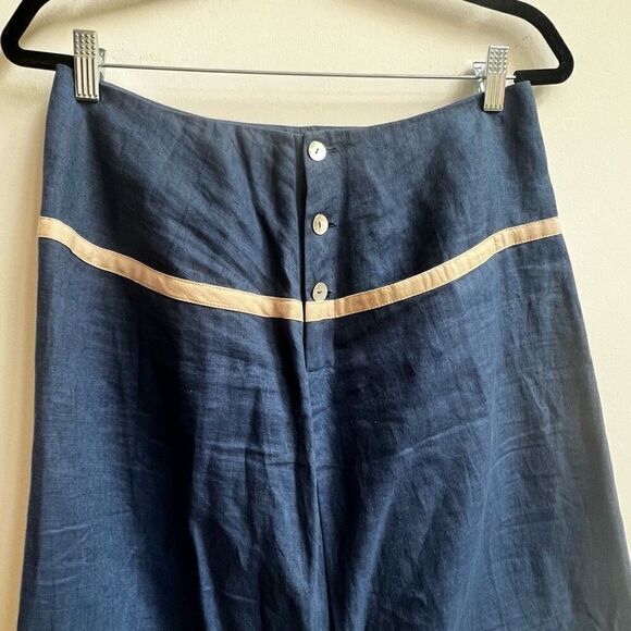 Women's Handmade Front Tree Print Back Pull String Mid Ruched Midi Skirt Blue 30 - Picture 5 of 8